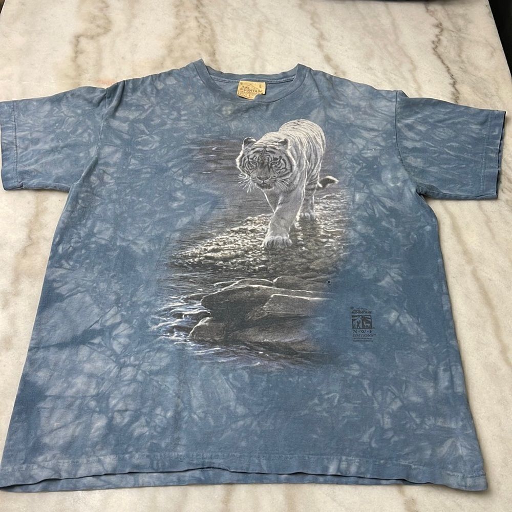 Vintage The Mountain Tie Dye Siberian Tiger N.W.F. Editions 1999 Made in USA